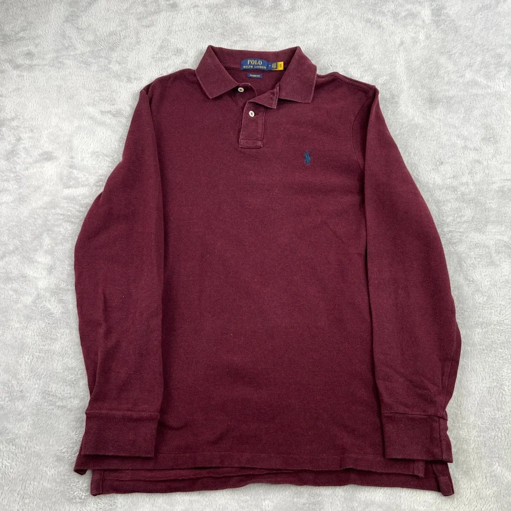 Polo Ralph Lauren Classic Fit Long Sleeve Polo M Burgundy Men Preppy Cotton